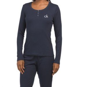 NEW CALVIN KLEIN Set (top and pants) Long Sleeve Pajamas Navy Blue size Large
